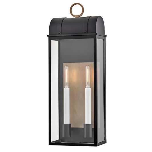 Hinkley Lighting Campbell 2Lt Outdoor 26" Wall Mount, Black/Clear - 10665BK-BU