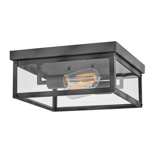 Hinkley Lighting Beckham 2Lt Outdoor Flush Mount, Aged Zinc/Clear - 12193DZ