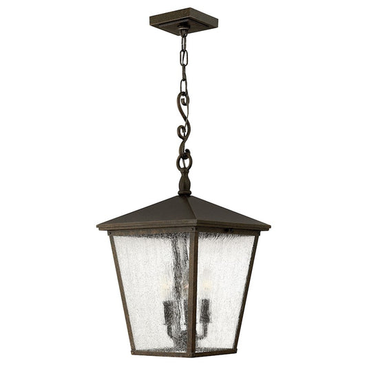 Hinkley Trellis 11in 3-Light Hanging Lantern | Traditional Regency Bronze and Clear Seedy Glass | Covered Patio & Front Porch | Model 1432RB