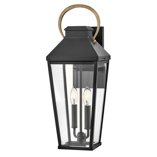 Hinkley Lighting Dawson 2Lt Outdoor Wall Mount, Black/Clear Beveled - 17504BK