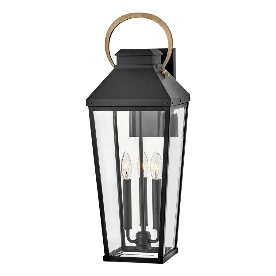 Hinkley Lighting Dawson 3Lt Outdoor Wall Mount, Black/Clear Beveled - 17505BK