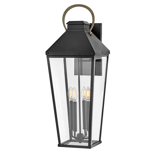 Hinkley Lighting Dawson 4 Light 13" Outdoor Wall Mount Lantern, Black - 17509BK