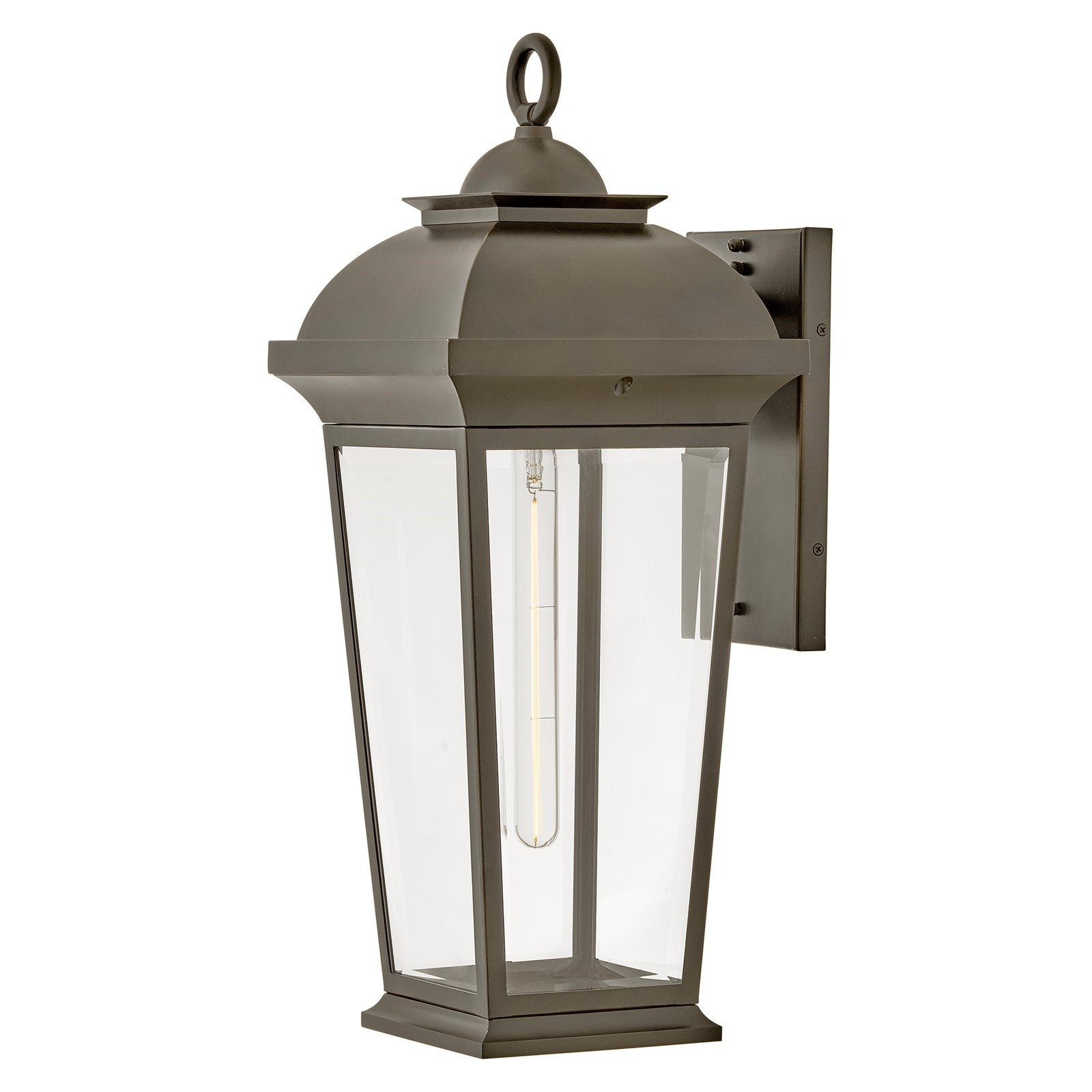 Hinkley Hawthorne 45in 1-Light Outdoor Wall Mount | Traditional Blackened Brass Aluminum and Clear Beveled Glass | Covered Patio & | Model 19694BLB