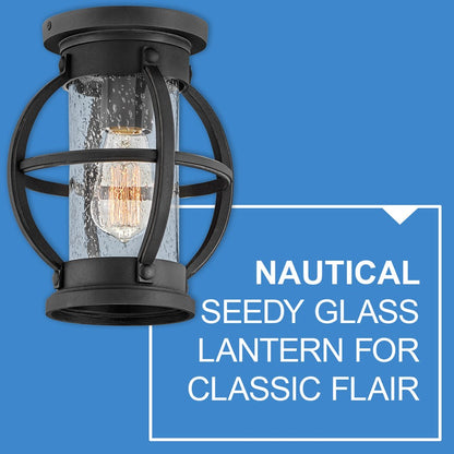 Hinkley Lighting Chatham 1 Light Outdoor Ceiling, Museum Black