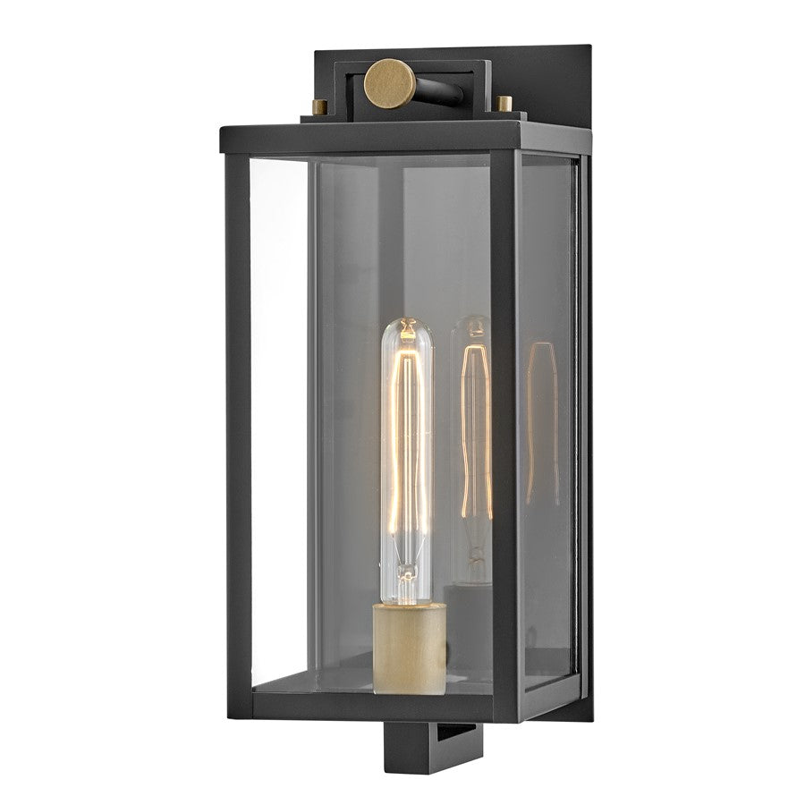 Hinkley Lighting Catalina 1 Light Outdoor 16" Wall Mount, Black/Clear - 23010BK