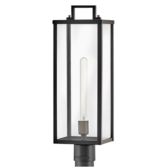 Hinkley Lighting Catalina 1 Light Outdoor Post Mount, Black/Clear - 23011BK