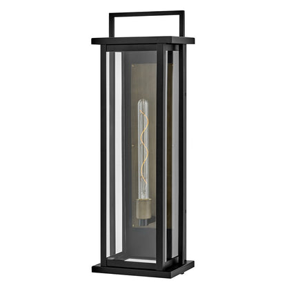 Hinkley Lighting Langston 1 Light Outdoor Wall Mount, Black/Clear