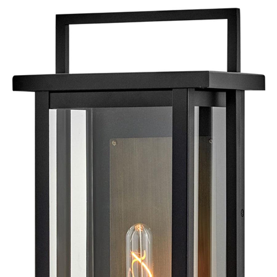 Hinkley Lighting Langston 1 Light Outdoor Wall Mount, Black/Clear