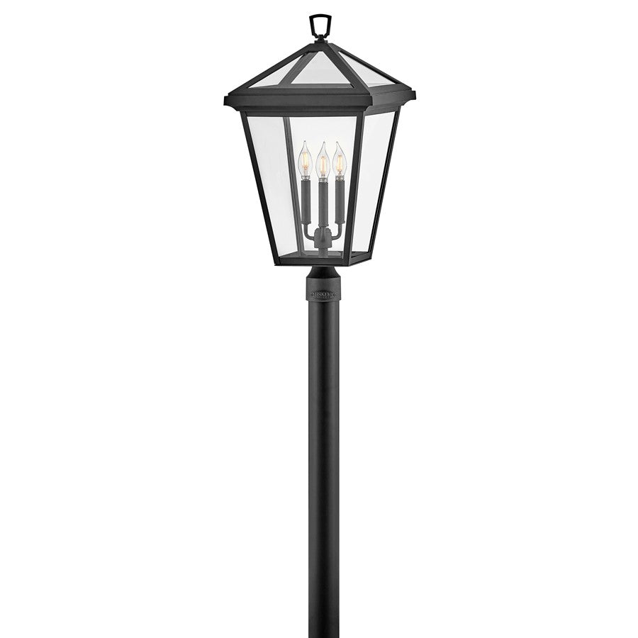 Hinkley Lighting Alford Place 3Lt Outdoor Post Mount/5W, Black/Clear - 2563MB
