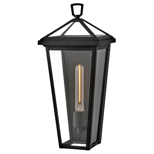 Hinkley Alford Place 18in 1-Light Outdoor Wall Mount | Traditional Museum Black Aluminum and Clear Glass | Covered Patio & Entryway | 6.5 | Model 25650MB