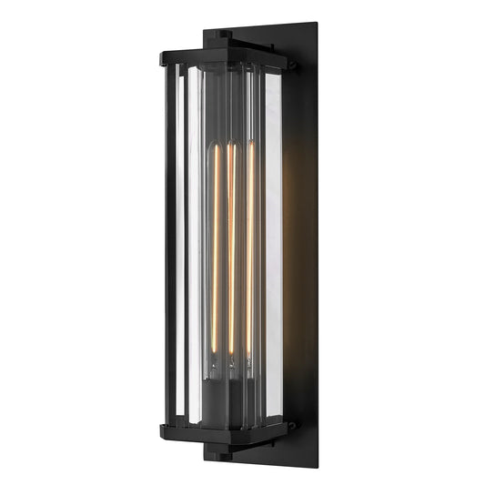 Hinkley Marcel 18.5in 1-Light Outdoor Wall Mount | Modern Black Aluminum and Clear Crystal | Entryway & Covered Patio | 6 x 5.5 x 18.5 | Model 26594BK-LL