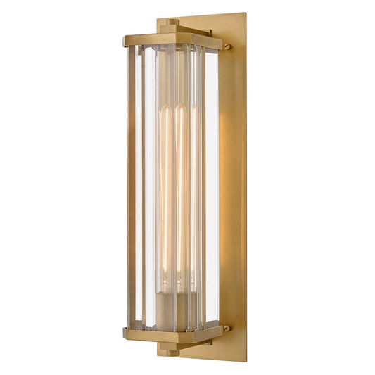Hinkley Marcel 18.5in 1-Light Outdoor Wall Mount | Modern Heritage Brass Aluminum and Clear Crystal Glass | Entryway & Patio | 6 x 5 x | Model 26594HB-LL