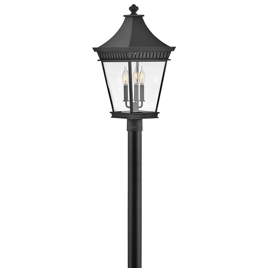 Hinkley Lighting Chapel Hill 3Lt Outdoor Post Mount, Black/Clear - 27091MB