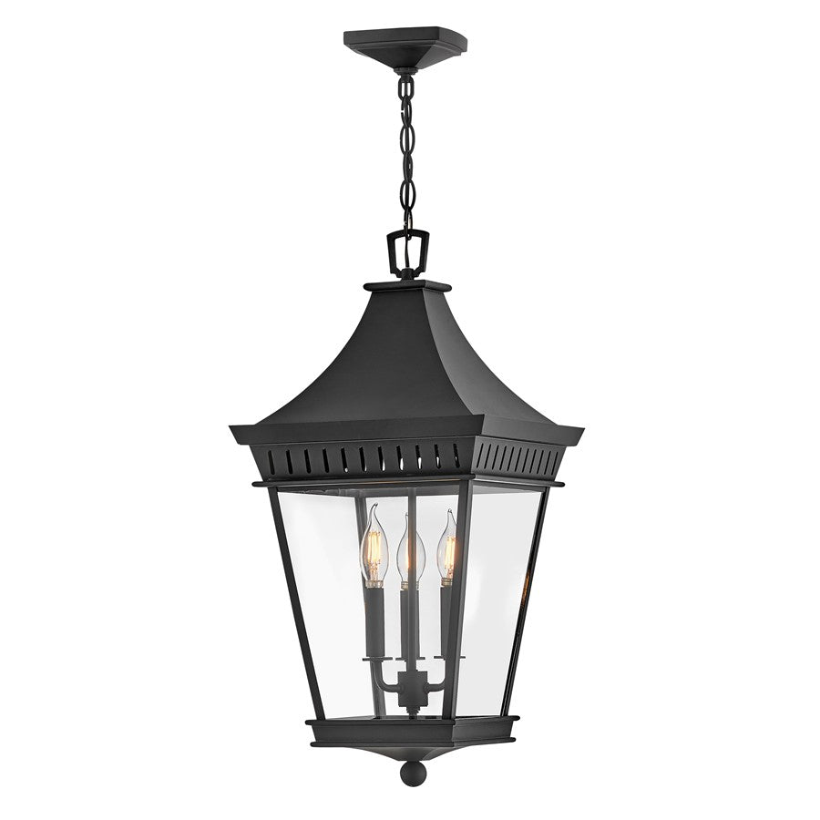 Hinkley Lighting Chapel Hill 3Lt Outdoor Hanging, Museum Black/Clear - 27092MB