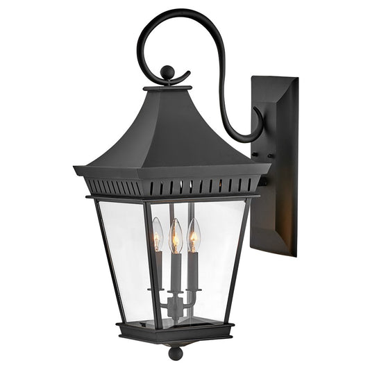 Hinkley Lighting Chapel Hill 3Lt Outdoor Wall Mount, Black/Clear - 27094MB