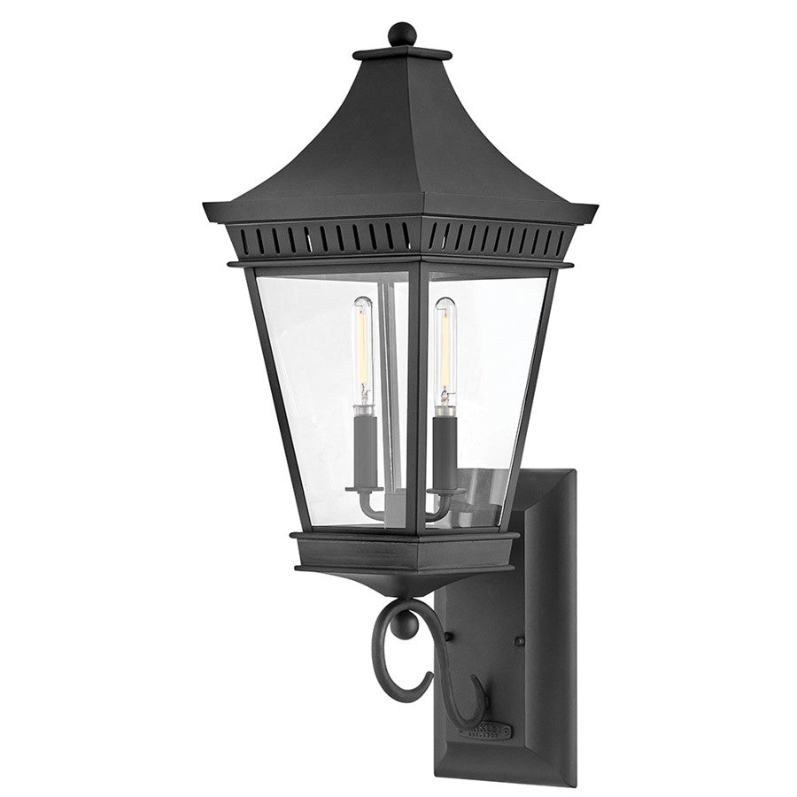 Hinkley Lighting Chapel Hill 2Lt 10" Outdoor Wall Mount, Black/Clear - 27095MB
