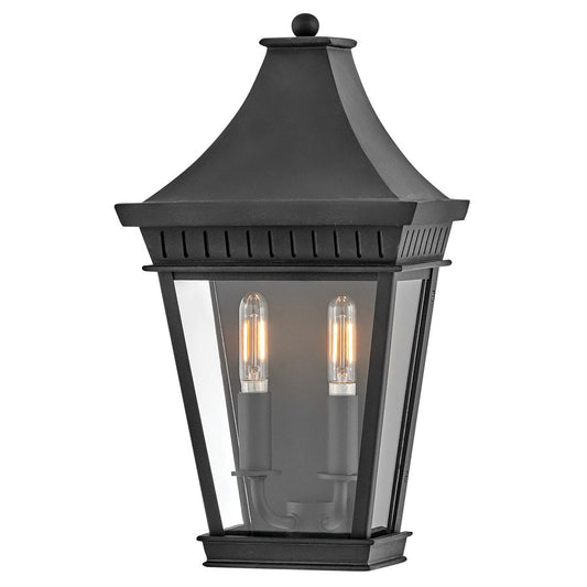 Hinkley Lighting Chapel Hill 2Lt Outdoor 16" Wall Mount, Black/Clear - 27096MB
