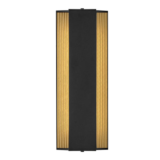 Hinkley Strata 16in Outdoor Wall Sconce | Modern Black Aluminum and Acrylic Lens | Entryway & Patio Accent Light | 16W LED, 1240 Lumens | Model 27580BK