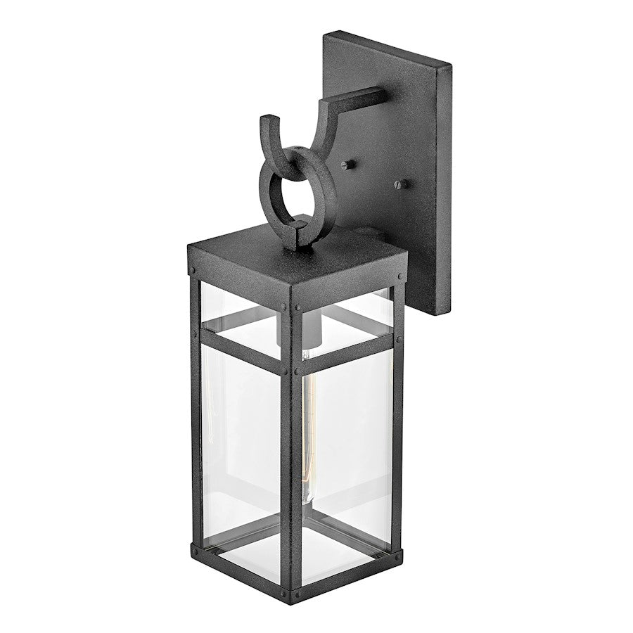 Hinkley Porter 18in 1-Light Outdoor Wall Sconce | Transitional Aged Zinc Aluminum and Clear Glass | Covered Patio & Entryway | Model 2800DZ-LL
