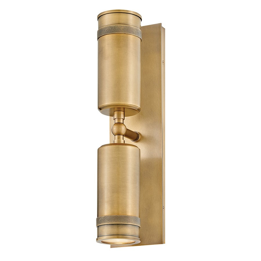Hinkley Lighting Pratt 2Lt Outdoor Wall Mount, Heritage Brass/Clear - 28814HB
