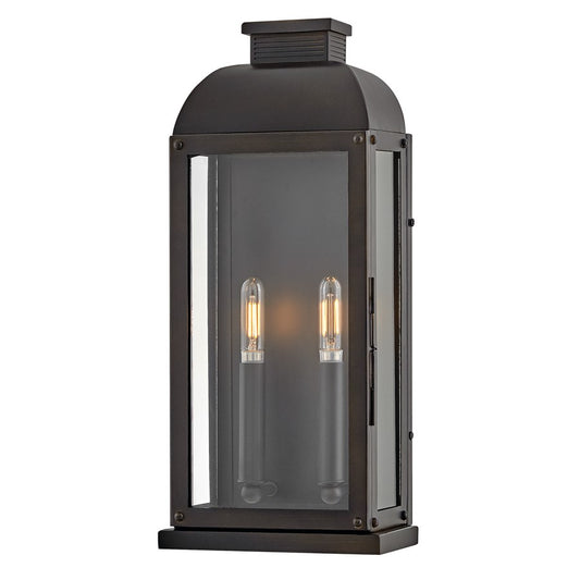 Hinkley Tiverton 2Lt Outdoor Wall Mount, Dark Oxidized Brass/Clear - 28834DX