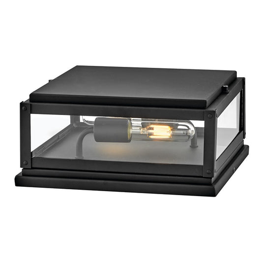 Hinkley Max 2Lt Outdoor 8" Pier Mount, Black/Clear/Etched White - 28858BK