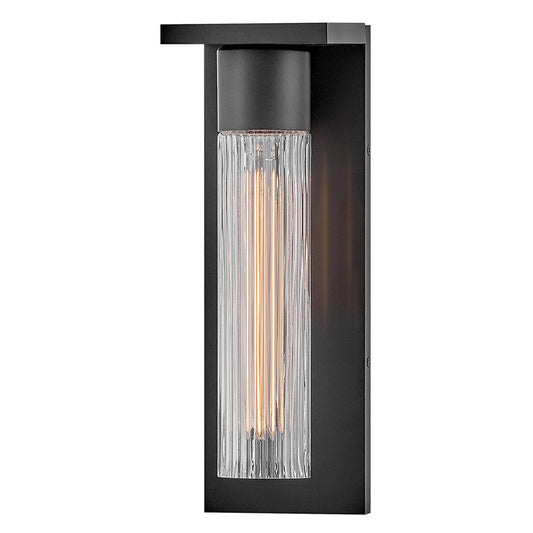 Hinkley Lighting Voight 1 Light Outdoor Wall Mount, Black/Clear Ribbed - 29030BK
