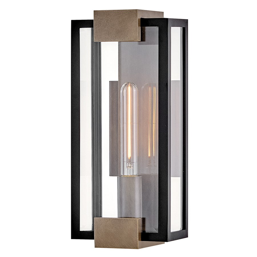 Hinkley Bergen 1Lt 15" Outdoor Wall Mount, Black/Clear Beveled - 29050BK