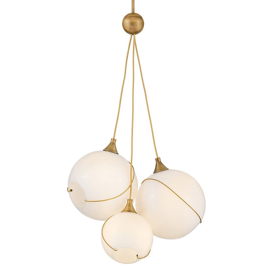 Hinkley Lighting Skye 3 Light Pendant, Heritage Brass/Cased Opal - 30304HBR-CO