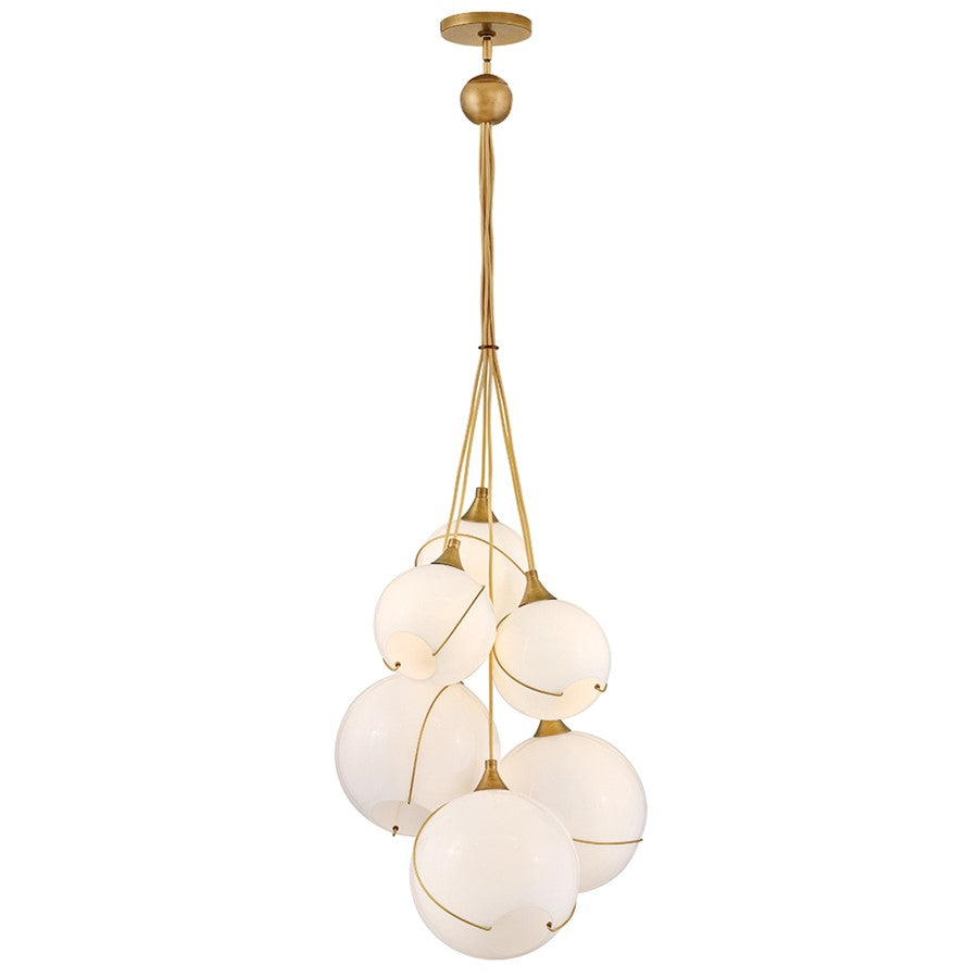 Hinkley Lighting Skye 6Lt Chandelier, Heritage Brass/Cased Opal - 30306HBR-CO