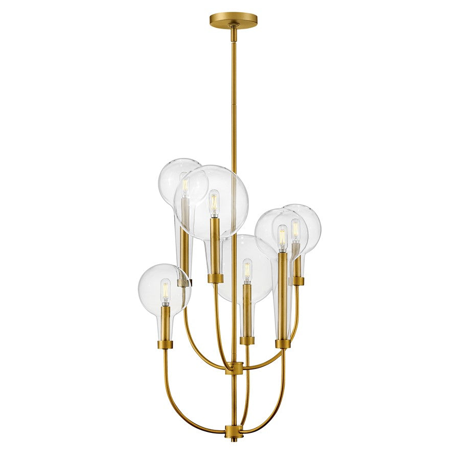 Hinkley Lighting Alchemy 6 Light Pendant, Lacquered Brass/Clear - 30525LCB