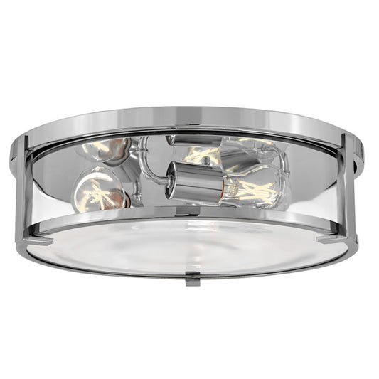 Hinkley Lighting Lowell 3 Light Flush Mount, Chrome/Clear - 3243CM-CL