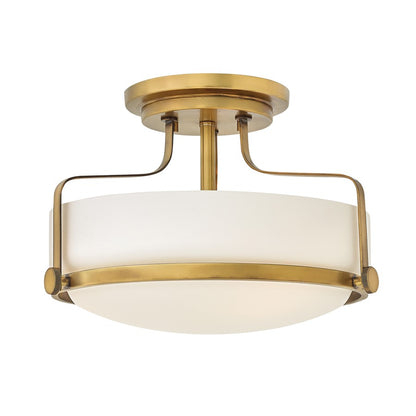 Hinkley 3 Light 10' Harper Semi Flush Mount, Heritage Brass