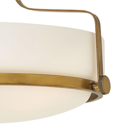 Hinkley 3 Light 10' Harper Semi Flush Mount, Heritage Brass