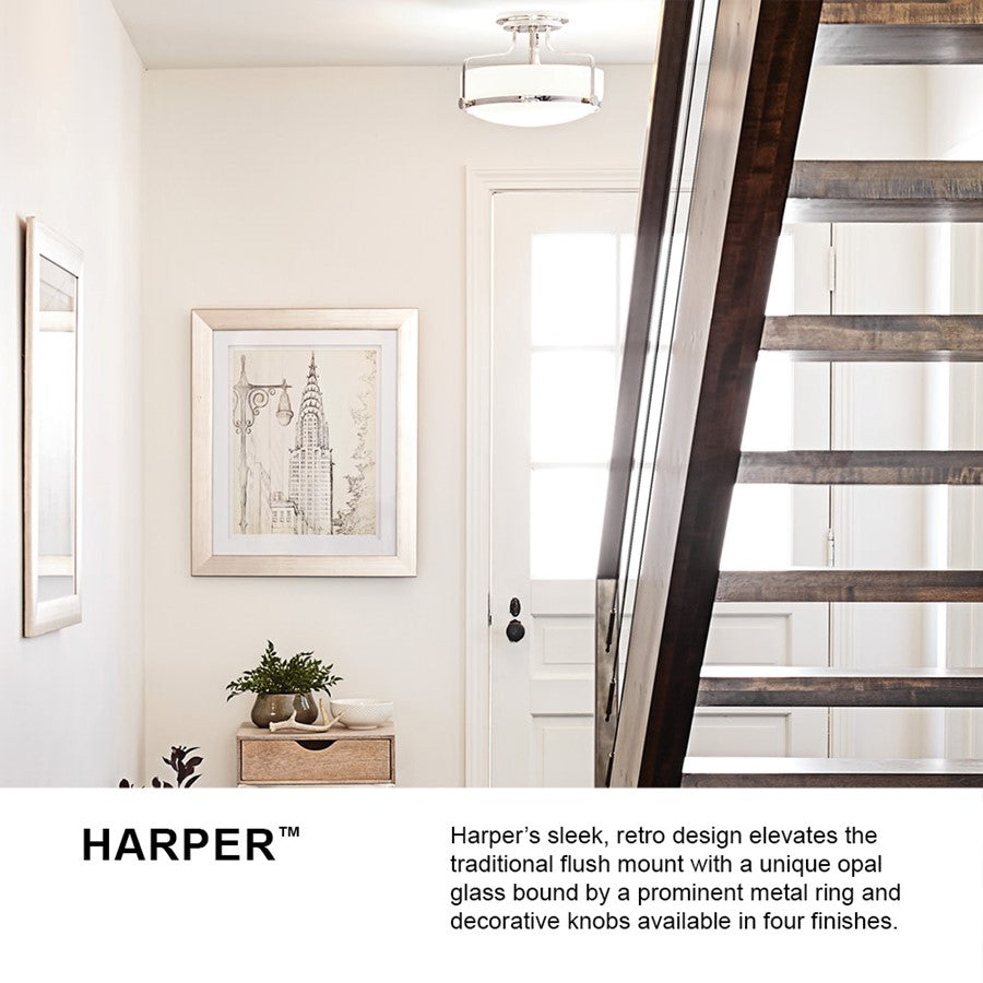 Hinkley 3 Light 10' Harper Semi Flush Mount, Heritage Brass