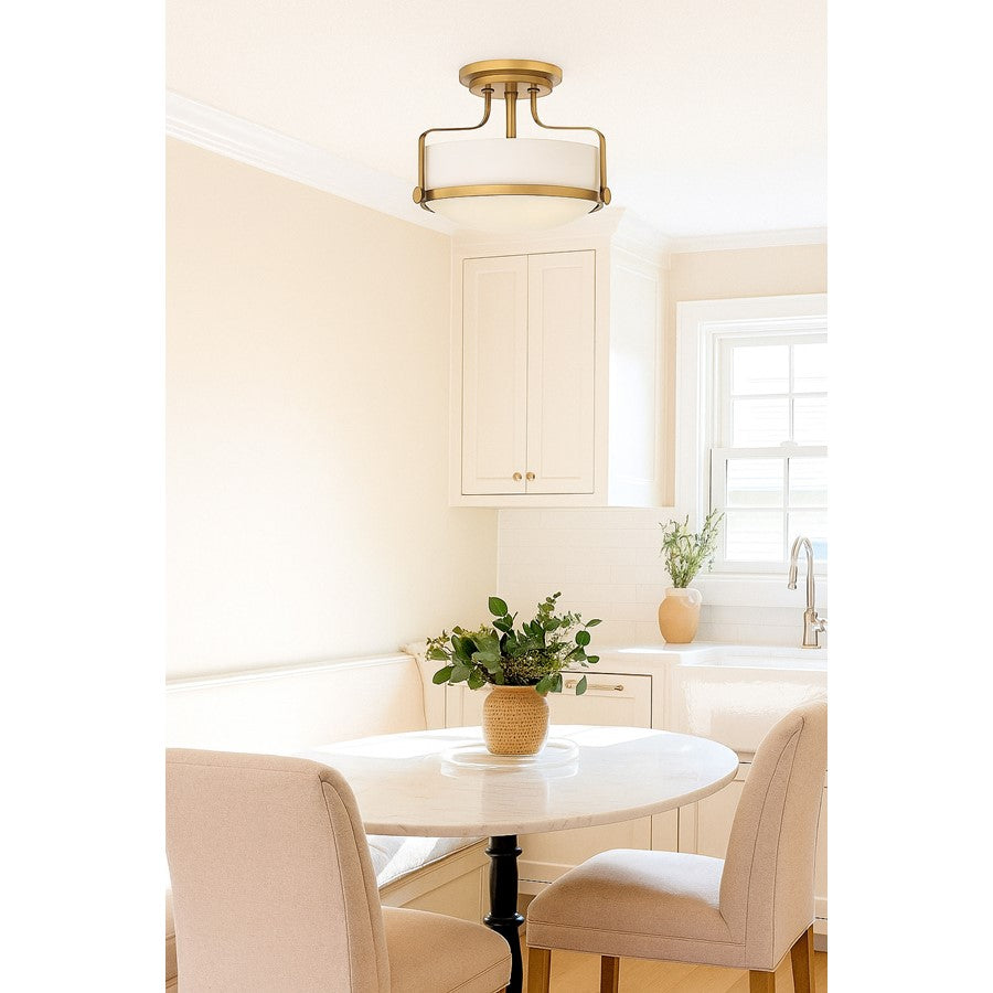 Hinkley 3 Light 10' Harper Semi Flush Mount, Heritage Brass