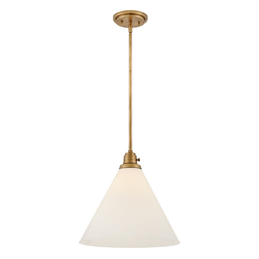 Hinkley Lighting Arti 1 Light Pendant, Heritage Brass/Cased Opal - 3694HB-CO