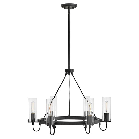 Hinkley Lighting Ryden 6 Light Chandelier, Black/Clear - 37855BK