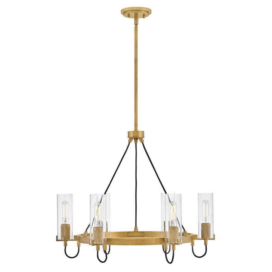 Hinkley Lighting Ryden 6 Light Chandelier, Heritage Brass/Clear - 37855HB