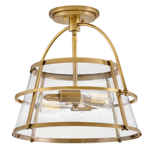 Hinkley Lighting Tournon 2Lt Semi-Flush Mount, Brass/Clear Seedy - 38111HB-HB