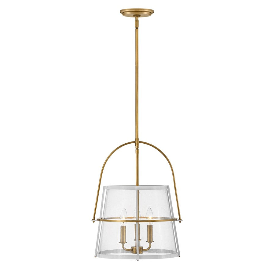 Hinkley Lighting Tournon 3Lt Pendant, Brass/White/Clear Seedy - 38113HB-PT