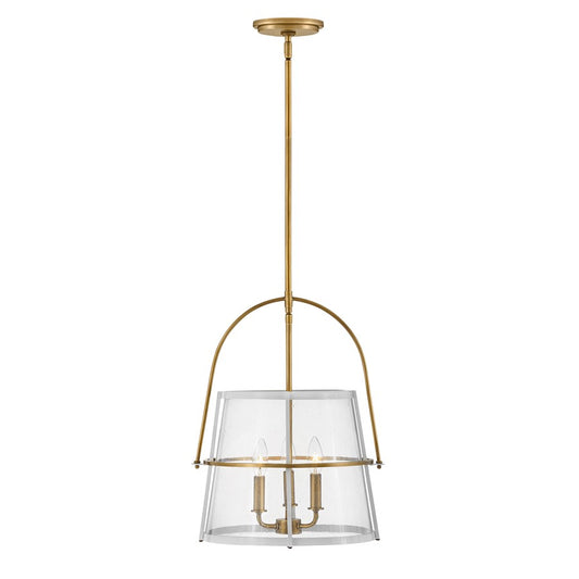 Hinkley Lighting Tournon 3Lt Pendant, Brass/White/Clear Seedy - 38113HB-PT