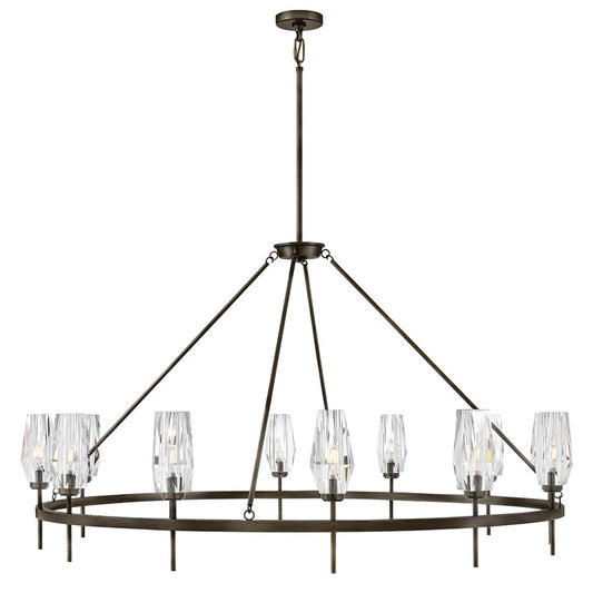 Hinkley Ana 12Lt Chandelier, Black Oxide/Faceted Clear Crystal - 38259BX