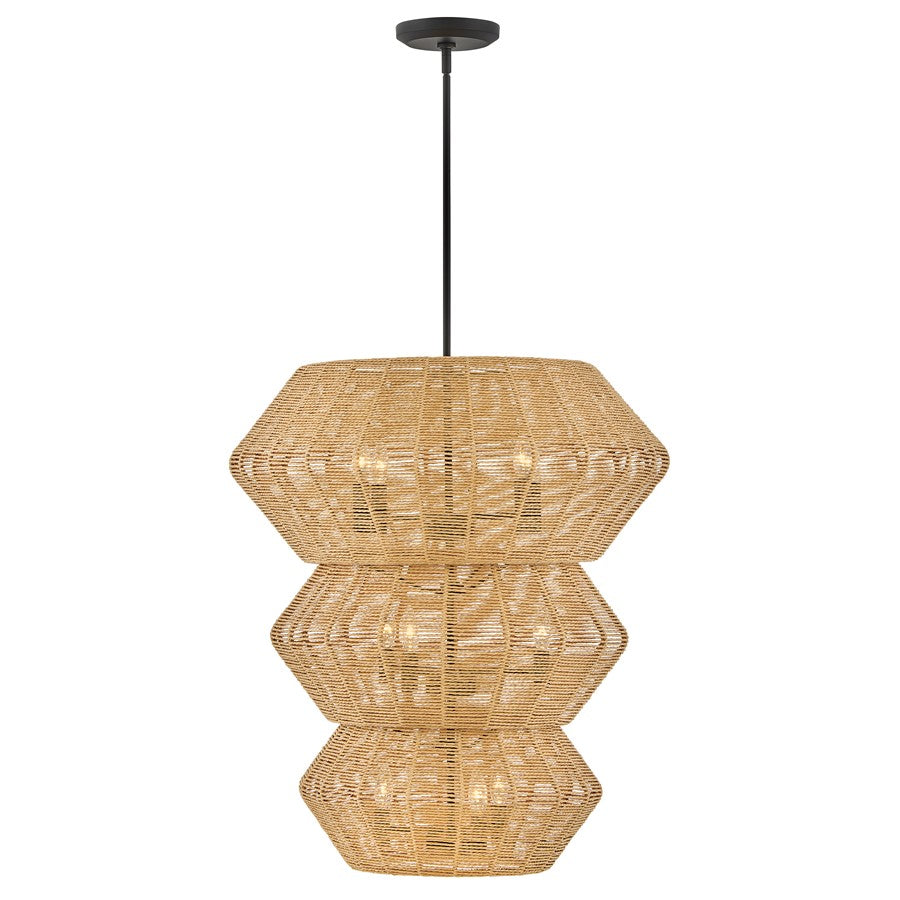 Hinkley Lighting Luca 10 Light Chandelier, Black/Camel - 40388BLK-CML
