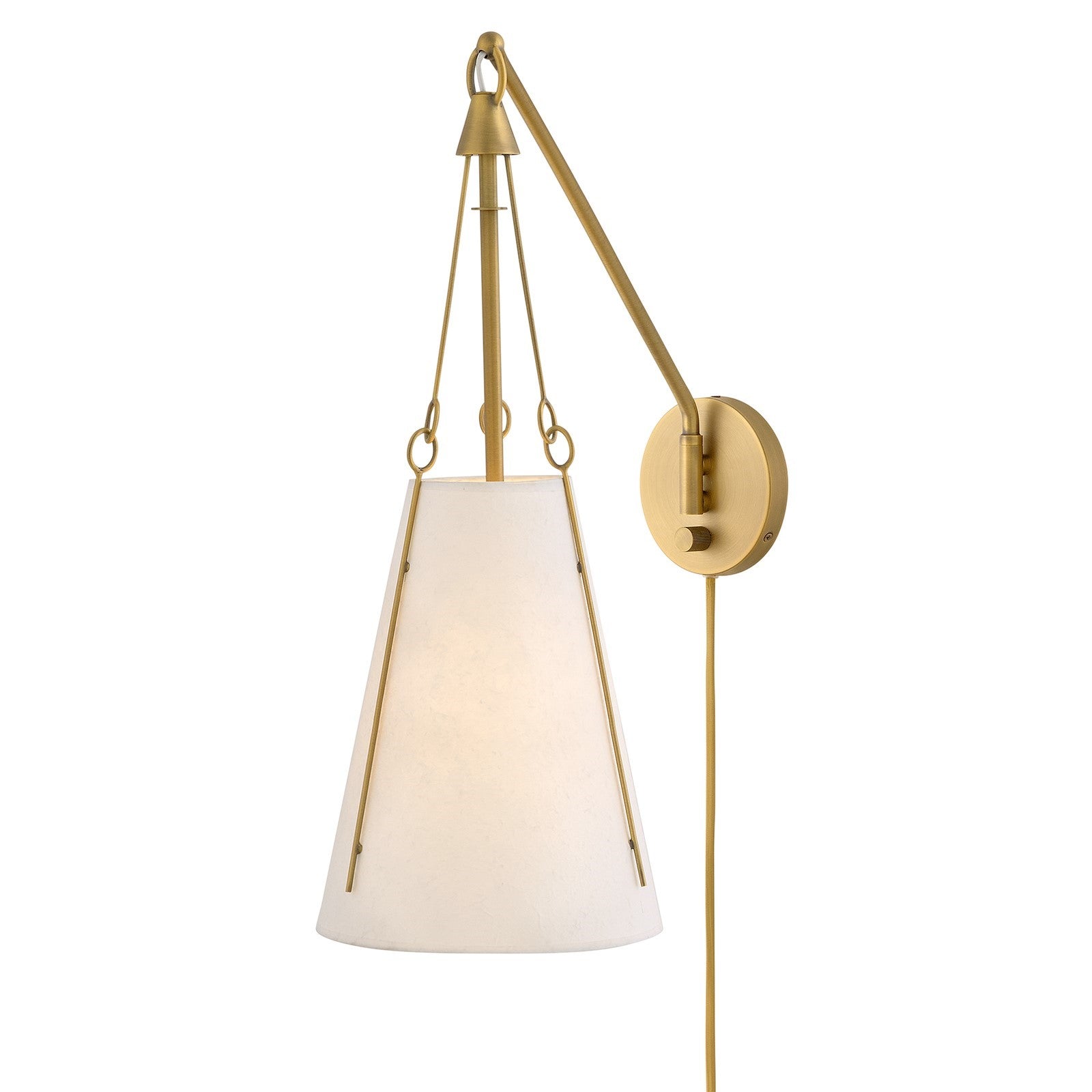 Hinkley Danvers 1-Light Wall Sconce | Transitional Lacquered Dark Brass Steel and Handmade Paper Shade | Bedroom & Hallway Accent Light | Model 45020LDB