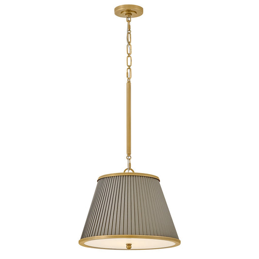 Hinkley Arden 16in 1-Light Pendant | Traditional Heritage Brass Steel and White Pleated Faux Leather | Dining Room & Kitchen Island | 16 x | Model 45057HB
