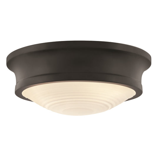 Hinkley Ellis 14in 3-Light Flush Mount | Transitional Black Steel and Etched Opal Glass | Living Room, Bedroom & Hallway | 14 x 14 x 5 in | Model 45123BK
