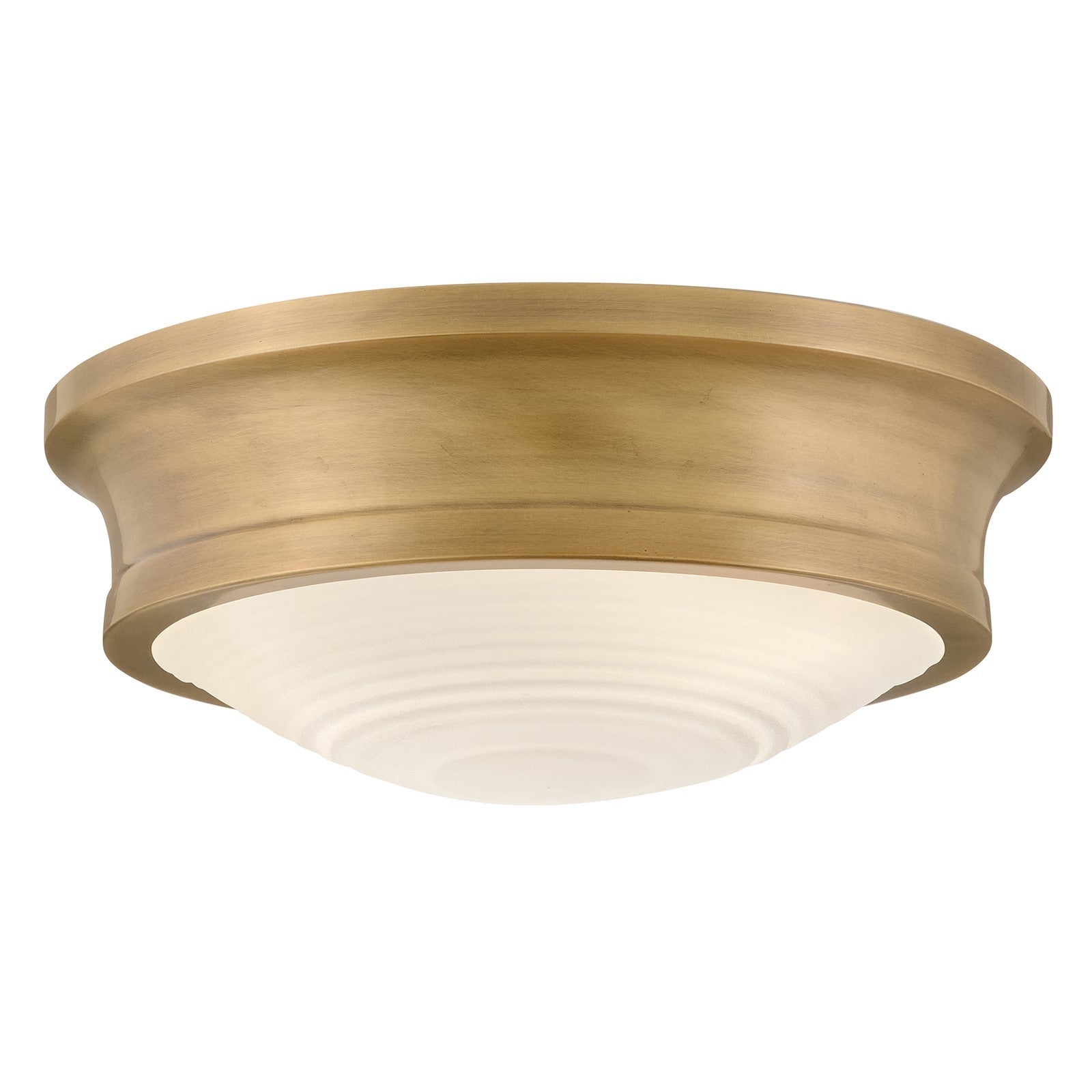 Hinkley Ellis 14in 3-Light Flush Mount | Transitional Heritage Brass Steel and Etched Opal Glass | Bedroom & Hallway Ceiling Light | 14 x | Model 45123HB