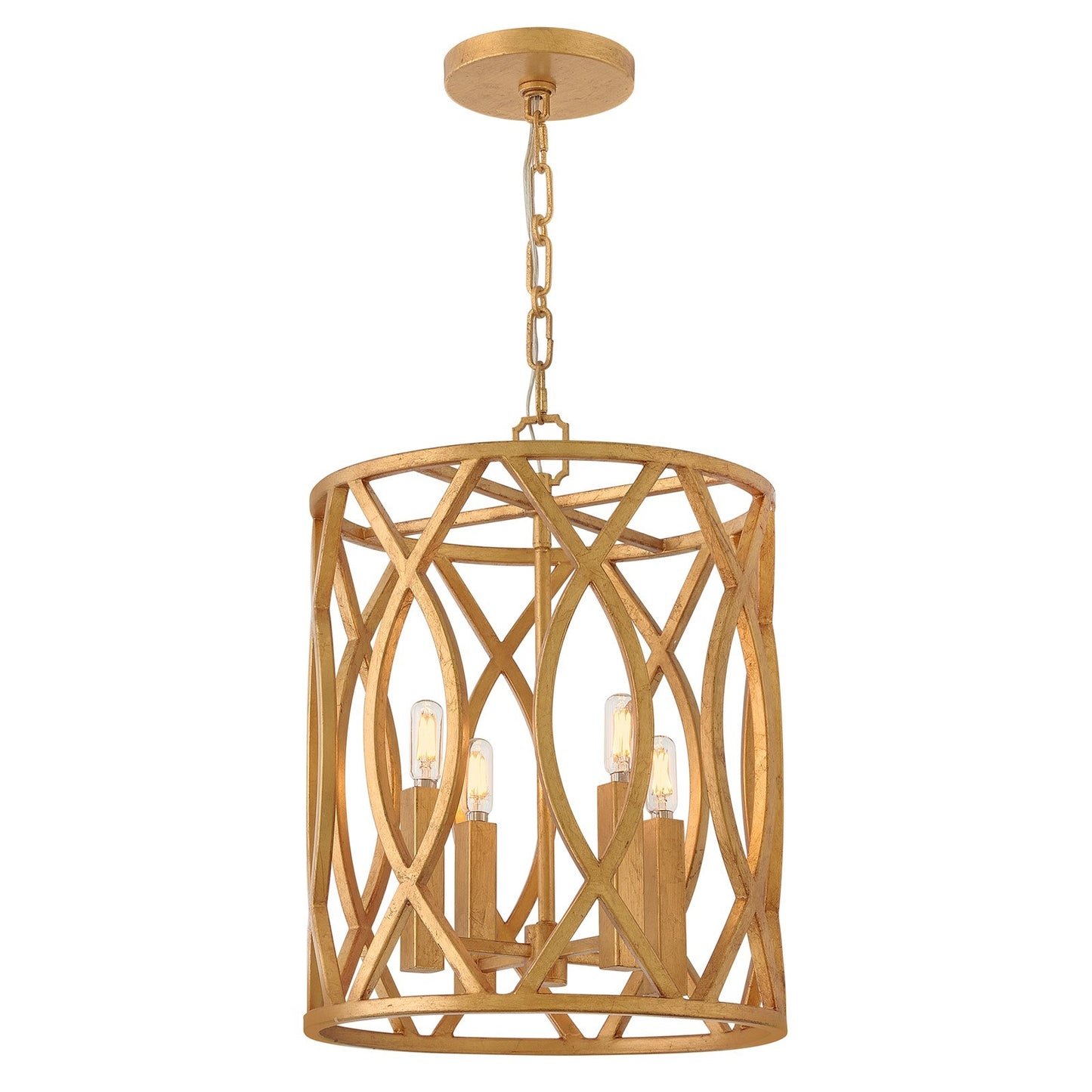 Hinkley Leona 14in 4-Light Pendant | Traditional Distressed Brass Steel Drum Shade | Kitchen Island & Dining Room | 14 x 14 x 18 in | Model 45787DA