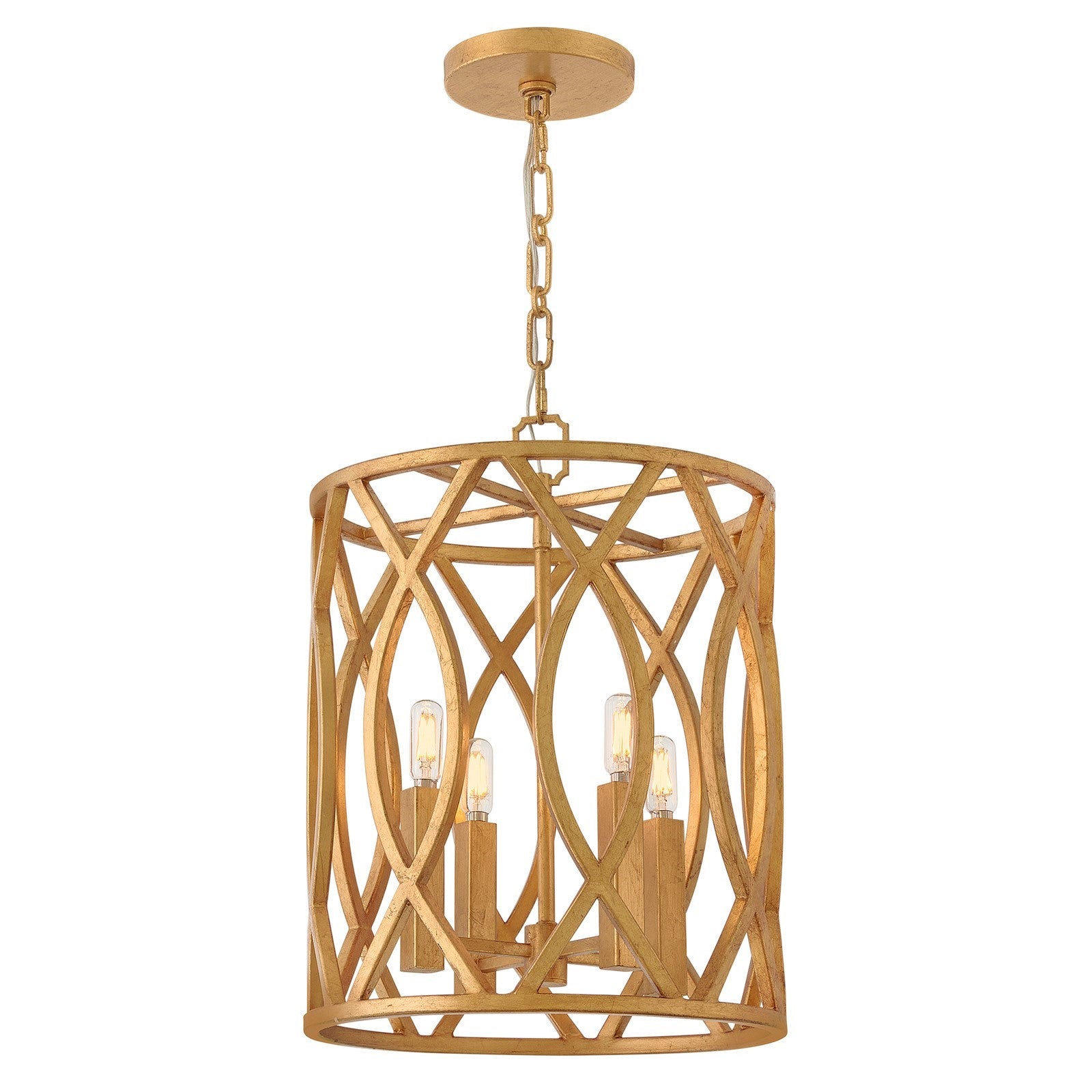 Hinkley Leona 14in 4-Light Pendant | Traditional Distressed Brass Steel Drum Shade | Kitchen Island & Dining Room | 14 x 14 x 18 in | Model 45787DA